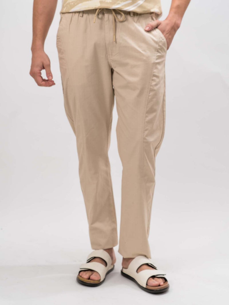 Maniac بنطال رياضي قطن خفيف بيج فاتح للرجال من مانيك - Image 2